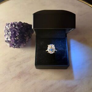 8 CT Oval Moissanite / 10K Solid Yellow Gold Ring